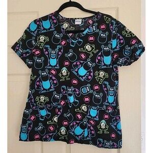 Disney Scrub Shirt Front Pockets - Monsters Inc Medium EUC